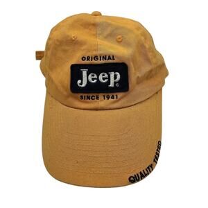 Jeep Strapback Baseball Hat Cap Yellow Patch Embroidered Off Road Durability